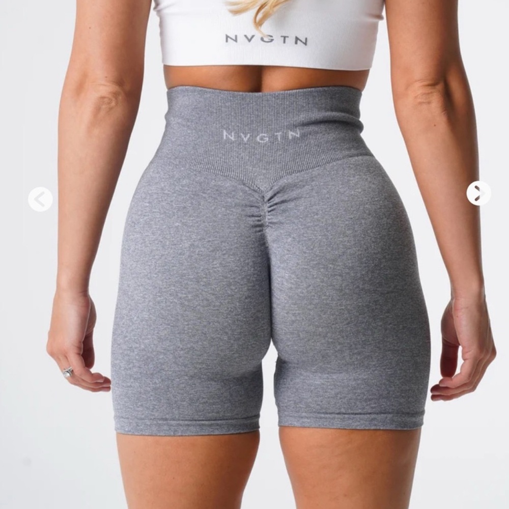 NVGTN GREY SCRUNCH SEAMLESS SHORTS